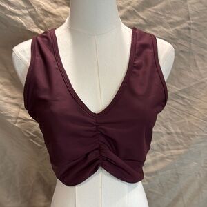 Red Crop Ruched Tank Sports Bra